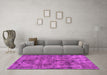 Machine Washable Oriental Pink Industrial Rug in a Living Room, wshurb1841pnk