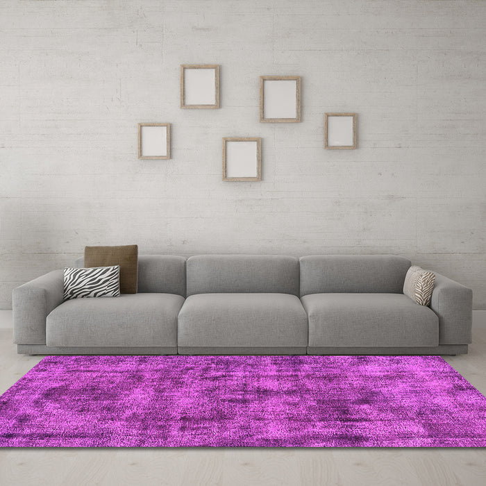 Machine Washable Oriental Pink Industrial Rug in a Living Room, wshurb1841pnk