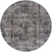 Round Mid-Century Modern Gray Oriental Rug, urb1841