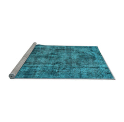 Sideview of Machine Washable Oriental Light Blue Industrial Rug, wshurb1841lblu
