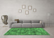 Machine Washable Oriental Emerald Green Industrial Area Rugs in a Living Room,, wshurb1841emgrn