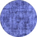 Round Oriental Blue Industrial Rug, urb1841blu