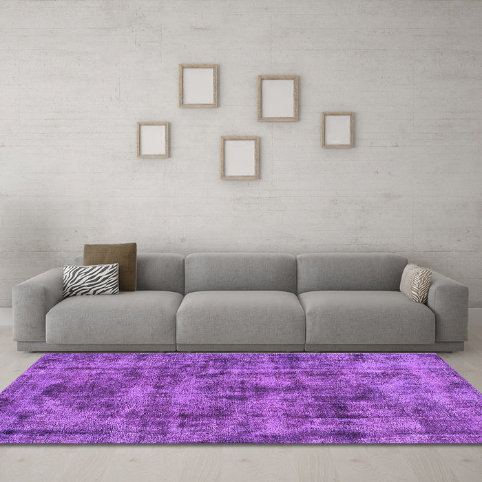 Machine Washable Oriental Purple Industrial Area Rugs in a Living Room, wshurb1841pur