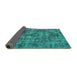 Sideview of Oriental Turquoise Industrial Rug, urb1841turq