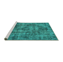 Sideview of Machine Washable Oriental Turquoise Industrial Area Rugs, wshurb1841turq