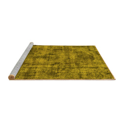 Sideview of Machine Washable Oriental Yellow Industrial Rug, wshurb1841yw