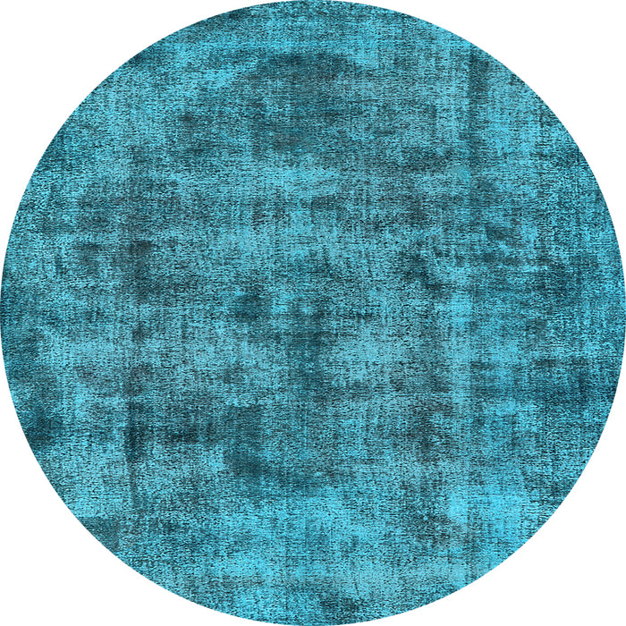 Round Machine Washable Oriental Light Blue Industrial Rug, wshurb1841lblu