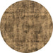 Round Machine Washable Oriental Brown Industrial Rug, wshurb1841brn