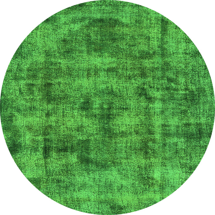 Round Oriental Green Industrial Rug, urb1841grn