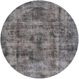 Round Machine Washable Industrial Modern Gray Rug, wshurb1841