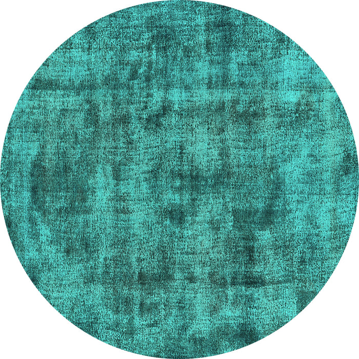 Round Oriental Turquoise Industrial Rug, urb1841turq
