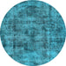 Round Oriental Light Blue Industrial Rug, urb1841lblu