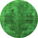 Round Oriental Green Industrial Rug, urb1842grn