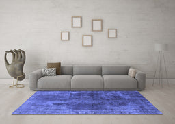 Machine Washable Oriental Blue Industrial Rug in a Living Room, wshurb1842blu