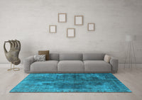 Machine Washable Oriental Light Blue Industrial Rug, wshurb1842lblu