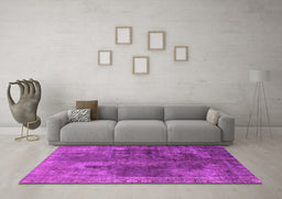 Machine Washable Oriental Pink Industrial Rug in a Living Room, wshurb1842pnk