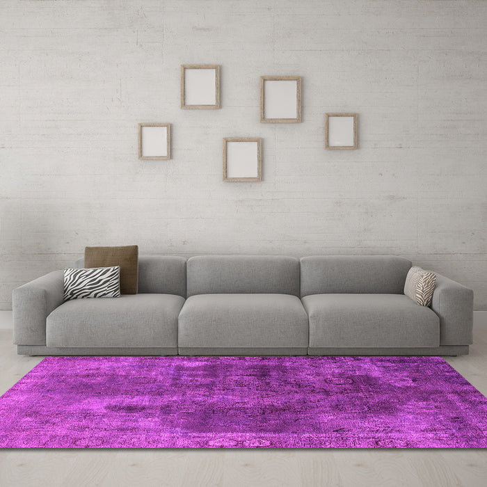 Machine Washable Oriental Pink Industrial Rug in a Living Room, wshurb1842pnk