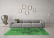 Machine Washable Oriental Emerald Green Industrial Area Rugs in a Living Room,, wshurb1842emgrn