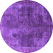 Round Oriental Purple Industrial Rug, urb1842pur