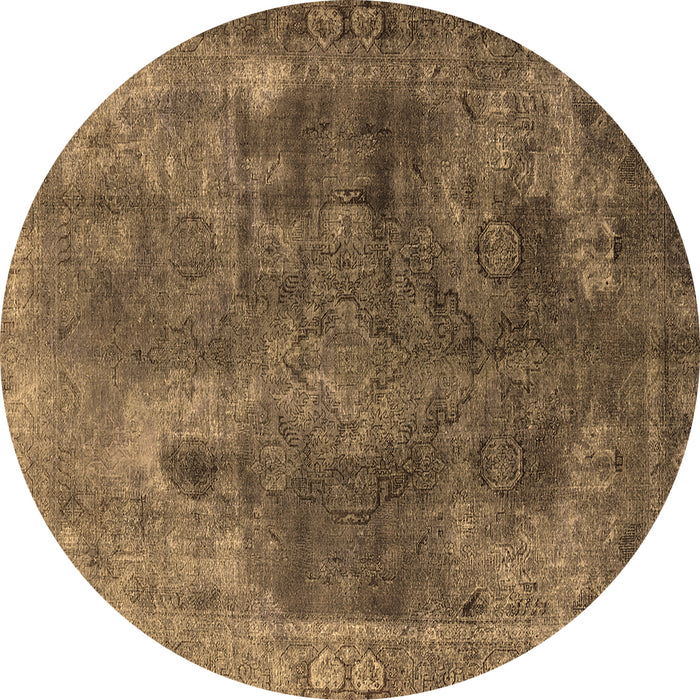 Round Oriental Brown Industrial Rug, urb1842brn