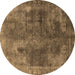 Round Oriental Brown Industrial Rug, urb1842brn