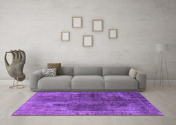 Machine Washable Oriental Purple Industrial Area Rugs in a Living Room, wshurb1842pur