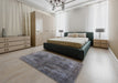 Mid-Century Modern Gray Oriental Rug in a Bedroom, urb1842