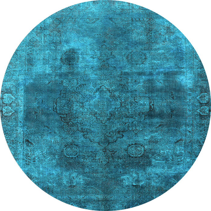 Round Oriental Light Blue Industrial Rug, urb1842lblu