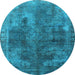 Round Oriental Light Blue Industrial Rug, urb1842lblu