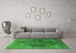 Machine Washable Oriental Green Industrial Area Rugs in a Living Room,, wshurb1842grn