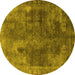 Round Oriental Yellow Industrial Rug, urb1842yw