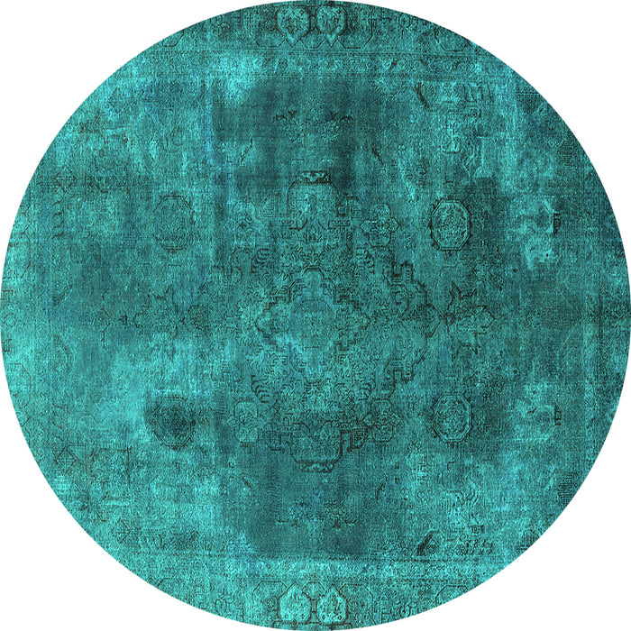 Round Oriental Turquoise Industrial Rug, urb1842turq
