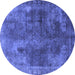 Round Oriental Blue Industrial Rug, urb1842blu