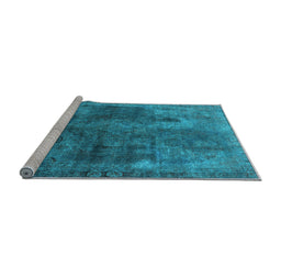 Sideview of Machine Washable Oriental Light Blue Industrial Rug, wshurb1842lblu