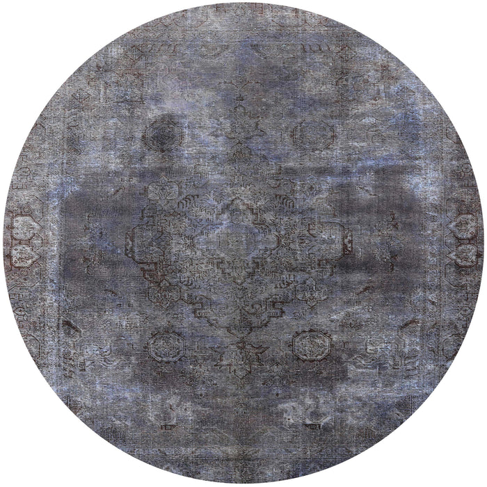 Round Machine Washable Industrial Modern Gray Rug, wshurb1842
