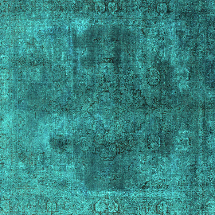 Square Machine Washable Oriental Turquoise Industrial Area Rugs, wshurb1842turq
