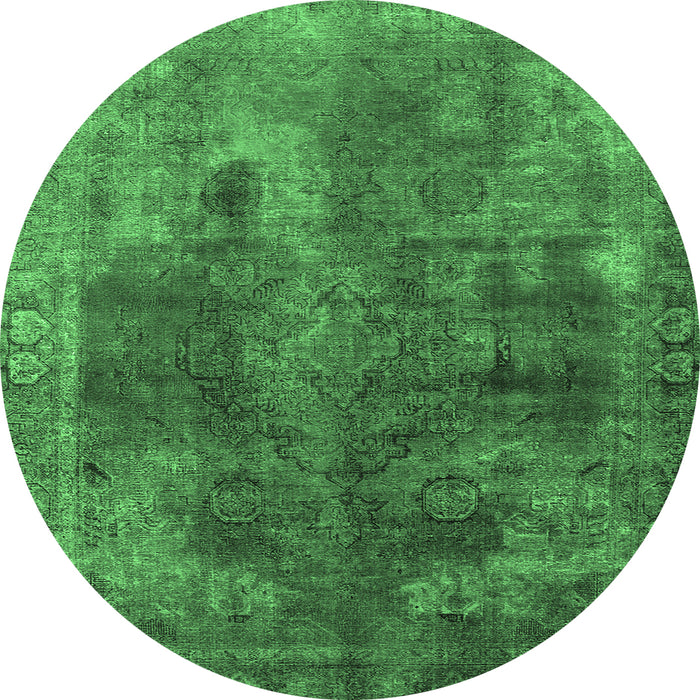 Round Oriental Emerald Green Industrial Rug, urb1842emgrn