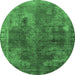 Round Oriental Emerald Green Industrial Rug, urb1842emgrn