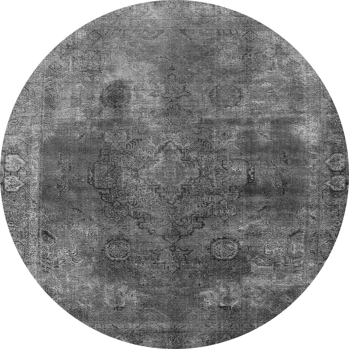 Round Oriental Gray Industrial Rug, urb1842gry