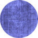 Round Oriental Blue Industrial Rug, urb1843blu