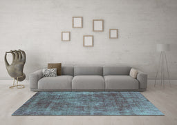 Machine Washable Oriental Turquoise Industrial Area Rugs in a Living Room,, wshurb1843turq