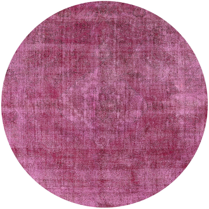 Round Machine Washable Industrial Modern Dark Hot Pink Rug, wshurb1843