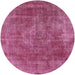 Round Machine Washable Industrial Modern Dark Hot Pink Rug, wshurb1843