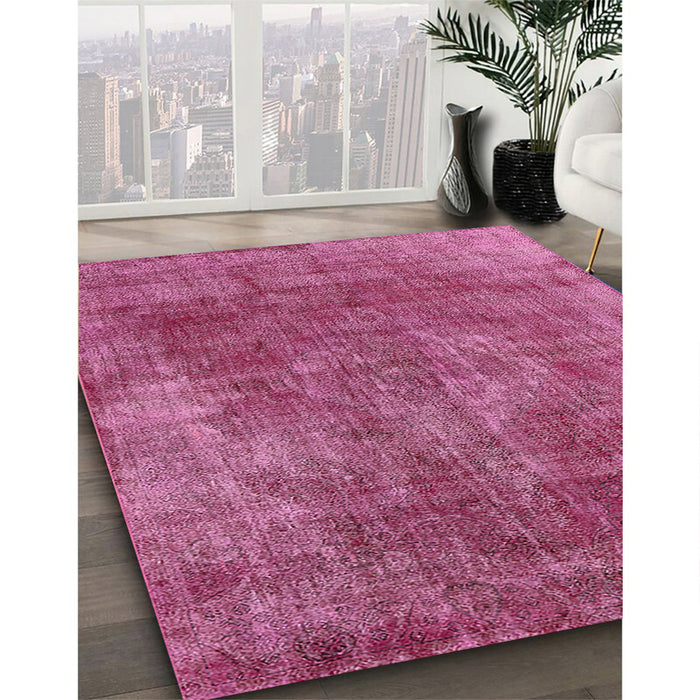 Machine Washable Industrial Modern Dark Hot Pink Rug in a Family Room, wshurb1843