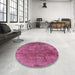 Round Machine Washable Industrial Modern Dark Hot Pink Rug in a Office, wshurb1843