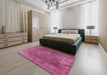 Mid-Century Modern Dark Hot Pink Oriental Rug in a Bedroom, urb1843