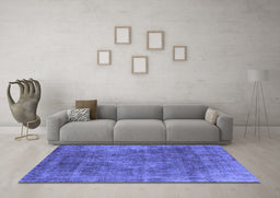 Machine Washable Oriental Blue Industrial Rug in a Living Room, wshurb1843blu