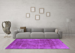 Machine Washable Oriental Purple Industrial Area Rugs in a Living Room, wshurb1843pur