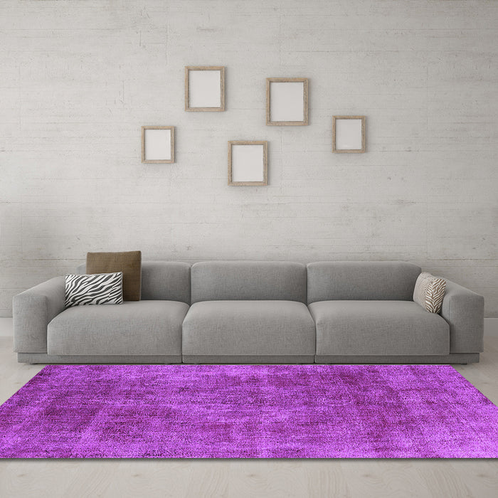 Machine Washable Oriental Purple Industrial Area Rugs in a Living Room, wshurb1843pur