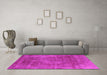 Machine Washable Oriental Pink Industrial Rug in a Living Room, wshurb1843pnk